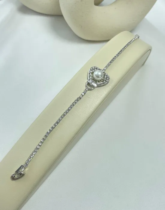 Pulseira zircônia cravejada com pérola
